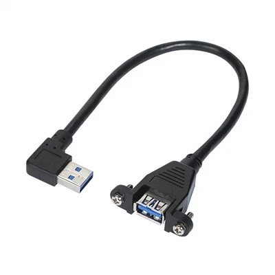 Angled USB 3.0 AM To AF Panel Mount Cable