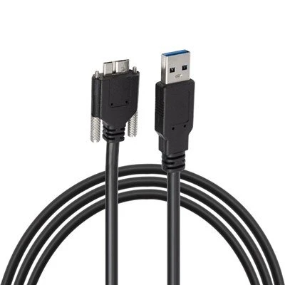 USB 3.0 ประเภทสาย A ตัวผู้กับไมโคร B ตัวผู้พร้อมสกรูล็อคที่แผงควบคุม