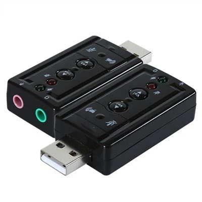 อะแดปเตอร์การ์ดเสียง USB เป็นแจ็คเสียงพร้อมปุ่ม
