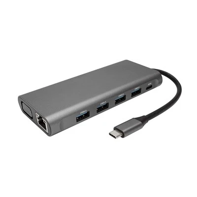 {{0}}ใน-1 แท่นวาง USB-C Hub พร้อมอีเธอร์เน็ต/USB3.0/PD/HDMI/VGA/SD/TF Card Readers/พอร์ต 3.5 มม. เข้ากันได้กับอุปกรณ์ Type C