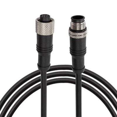 M12 12 พินสายเคเบิล Overmould ของตัวเชื่อมต่อตัวผู้ถึงตัวเมีย