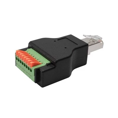 Rj45 ตัวผู้ถึงสปริง 8pin เทอร์มินัลบล็อกอะแดปเตอร์