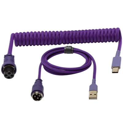 USB C GX16 สายขดคีย์บอร์ดเชิงกล, สายเคเบิลนักบินแบบถอดได้แบบถอดได้สองแขนแบบถัก