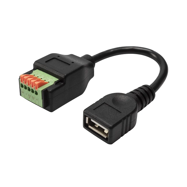 USB 2.0 Female Type-A Socket To Terminal Block Adapter Cable With Push Button