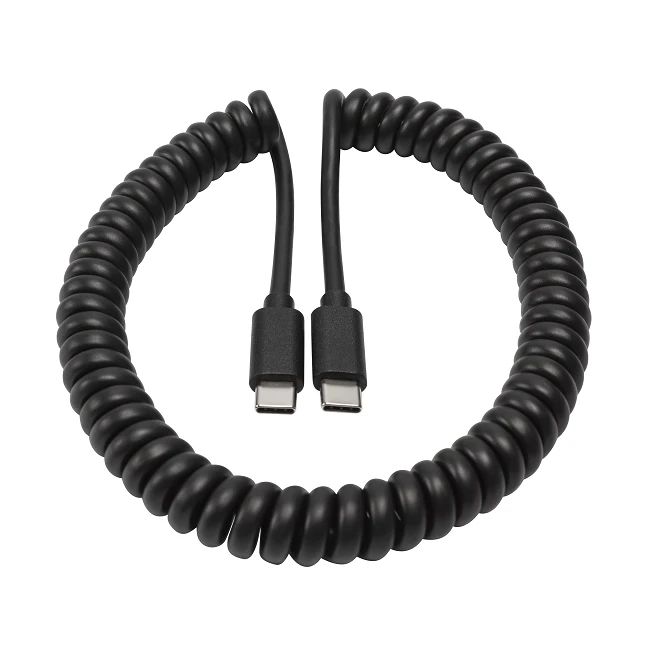 USB C Male To Male Curly Charging Cable